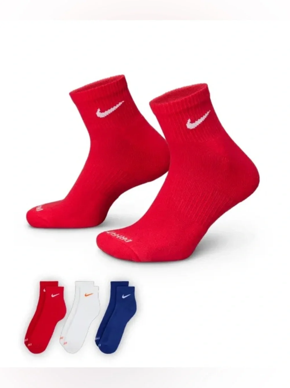 Nike Red, White & Blue Athletic Quarter Socks - 3-Pack everyday plus SX6890-996